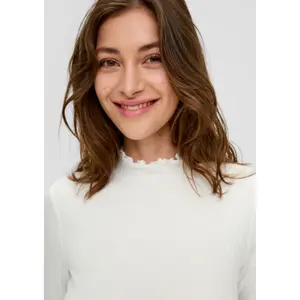 Women's Fitted Long Sleeve Ribbed Knit T-Shirt Roll Neck QS image-3