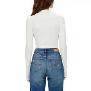 Women's Fitted Long Sleeve Ribbed Knit T-Shirt Roll Neck QS image-5