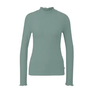 Women's Fitted Long Sleeve Ribbed Knit T-Shirt Roll Neck QS image-0
