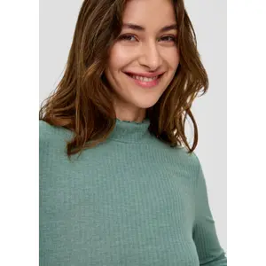 Women's Fitted Long Sleeve Ribbed Knit T-Shirt Roll Neck QS image-2