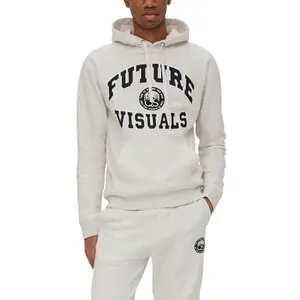 Printed Front Heathered Hoodie QS image-2