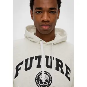 Printed Front Heathered Hoodie QS image-3
