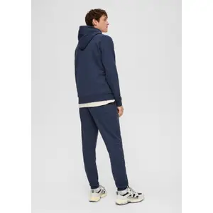 Hooded Melange Sweatshirt with Kangaroo Pocket QS image-4
