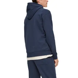 Hooded Melange Sweatshirt with Kangaroo Pocket QS image-5