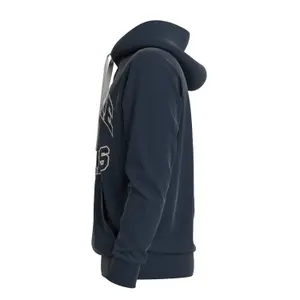 Hooded Melange Sweatshirt with Kangaroo Pocket QS image-6