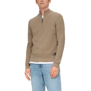 Textured Knit High Collar Jumper QS image-2
