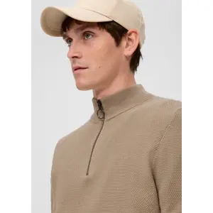 Textured Knit High Collar Jumper QS image-3