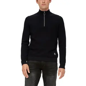 Textured Knit High Collar Jumper QS image-2