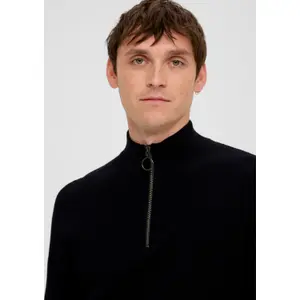 Textured Knit High Collar Jumper QS image-3
