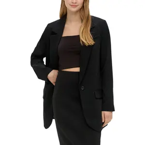 Oversized Blazer with Flap Pockets for Women QS image-2