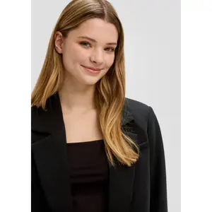 Oversized Blazer with Flap Pockets for Women QS image-3