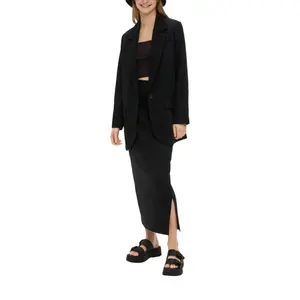 Oversized Blazer with Flap Pockets for Women QS image-6