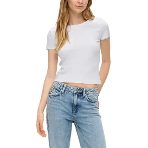 Women's Ribbed Crop T-Shirt QS image-2
