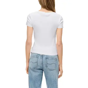 Women's Ribbed Crop T-Shirt QS image-5