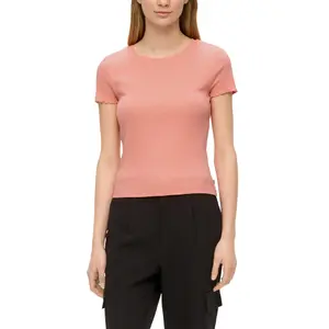 Women's Ribbed Crop T-Shirt QS image-2