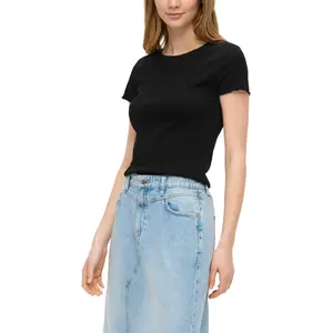Women's Ribbed Crop T-Shirt QS image-2