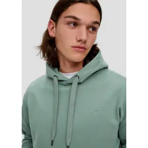 Oversized Hooded Sweatshirt with Embroidered Logo QS image-3