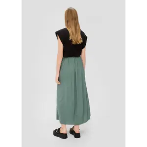 Women’s High-Waisted Elasticated Midi Skirt in Viscose QS image-4