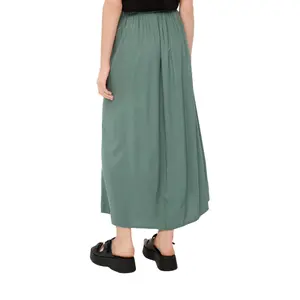 Women’s High-Waisted Elasticated Midi Skirt in Viscose QS image-5
