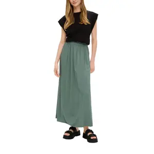 Women’s High-Waisted Elasticated Midi Skirt in Viscose QS image-6