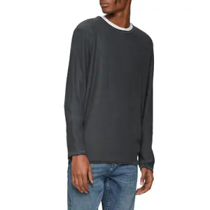 Washed Knit Pullover with Rolled Hem QS image-2