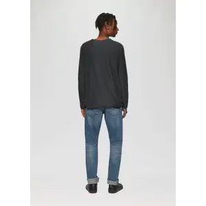 Washed Knit Pullover with Rolled Hem QS image-4