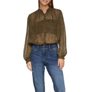 Semi-Sheer Chiffon Blouse for Women QS image-2