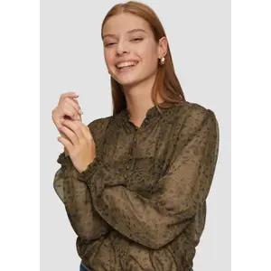 Semi-Sheer Chiffon Blouse for Women QS image-3