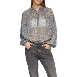Semi-Sheer Chiffon Blouse for Women QS image-2