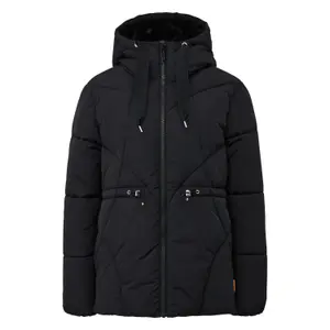 Women's Hooded Puffer Jacket with Elasticated Waist QS image-0