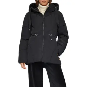 Women's Hooded Puffer Jacket with Elasticated Waist QS image-2