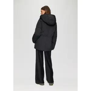 Women's Hooded Puffer Jacket with Elasticated Waist QS image-4