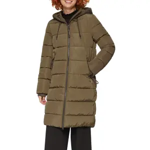 Women's long hooded down jacket QS image-2