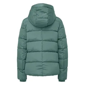 Women's Hooded Jacket with Zip Pockets and Ribbed Cuffs QS image-1