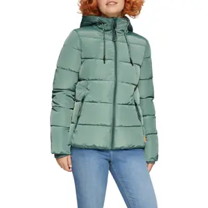 Women's Hooded Jacket with Zip Pockets and Ribbed Cuffs QS image-2
