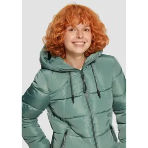 Women's Hooded Jacket with Zip Pockets and Ribbed Cuffs QS image-3
