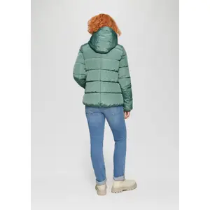 Women's Hooded Jacket with Zip Pockets and Ribbed Cuffs QS image-4