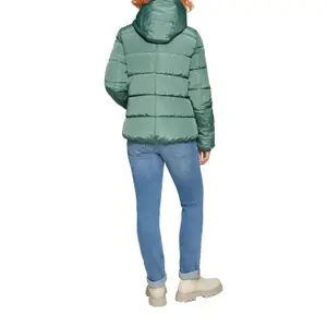 Women's Hooded Jacket with Zip Pockets and Ribbed Cuffs QS image-5