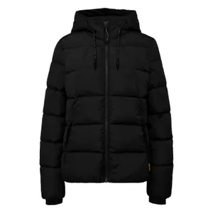 Women's Hooded Jacket with Zip Pockets and Ribbed Cuffs QS image-0