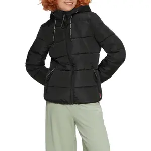 Women's Hooded Jacket with Zip Pockets and Ribbed Cuffs QS image-2