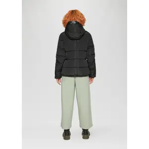 Women's Hooded Jacket with Zip Pockets and Ribbed Cuffs QS image-4