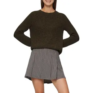 Heathered Knit Raglan Sleeve Jumper Women QS image-2