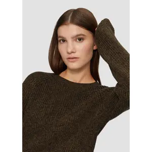 Heathered Knit Raglan Sleeve Jumper Women QS image-3
