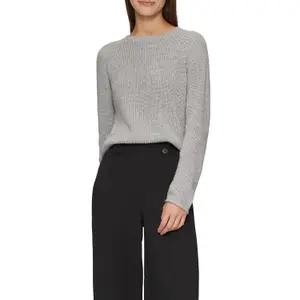 Heathered Knit Raglan Sleeve Jumper Women QS image-2