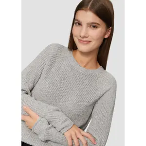 Heathered Knit Raglan Sleeve Jumper Women QS image-3