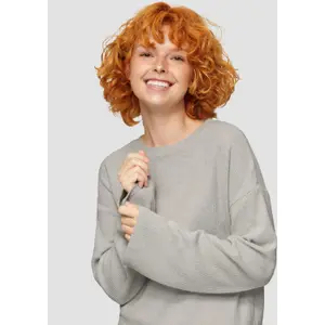 Women’s Heathered Plush Ribbed Pullover QS image-3