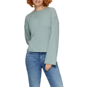 Women’s Heathered Plush Ribbed Pullover QS image-2