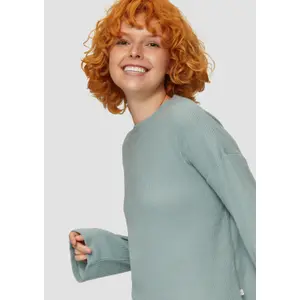 Women’s Heathered Plush Ribbed Pullover QS image-3