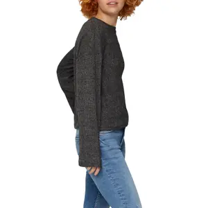 Women’s Heathered Plush Ribbed Pullover QS image-2