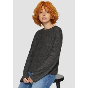 Women’s Heathered Plush Ribbed Pullover QS image-3
